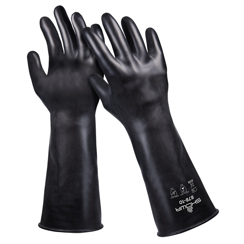 878 Showa® 25-Mil Unlined Smooth Butyl Rubber Chemical-Resistant Gloves